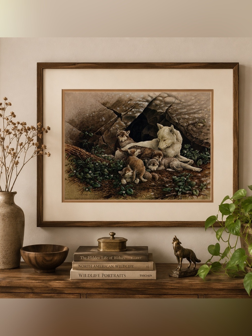 Vintage Wolves Art Print Michael Dumas Wolf Deep Woods Den Boho Cottagecore New